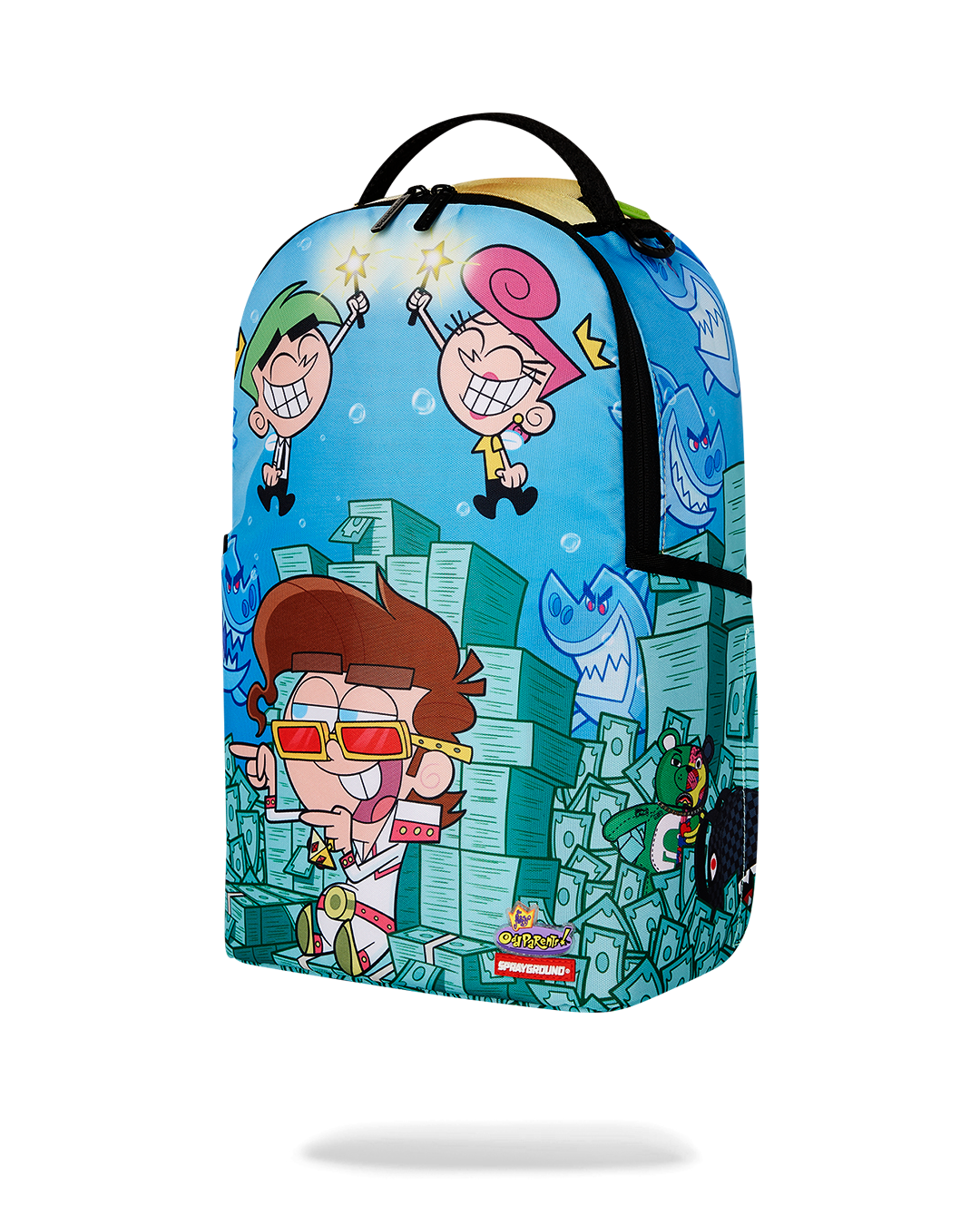 TIMMY SITTING ON MONEY CHAIR BACKPACK